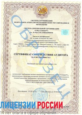 Образец сертификата соответствия аудитора №ST.RU.EXP.00006174-3 Нижнегорский Сертификат ISO 22000